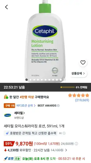 세타필 모이스춰라이징 로션, 591ml, 1개