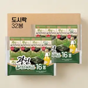 삼육김 광천 올리브 녹차김 도시락김, 4g, 16봉, 2개