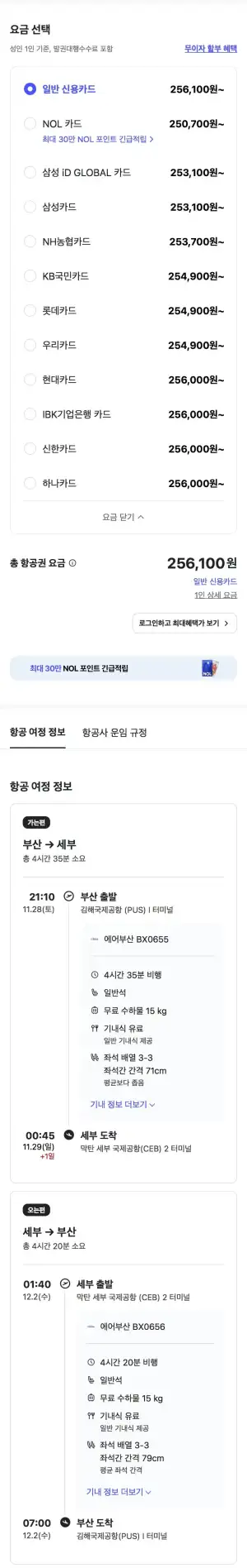 11.28 ~ 12.02 부산 세부 왕복 항공권