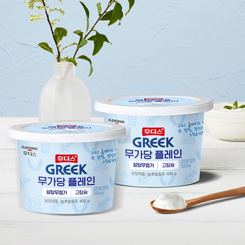 Sữa chua Hy Lạp nguyên chất không đường của Hudi, 400g, 2 miếng