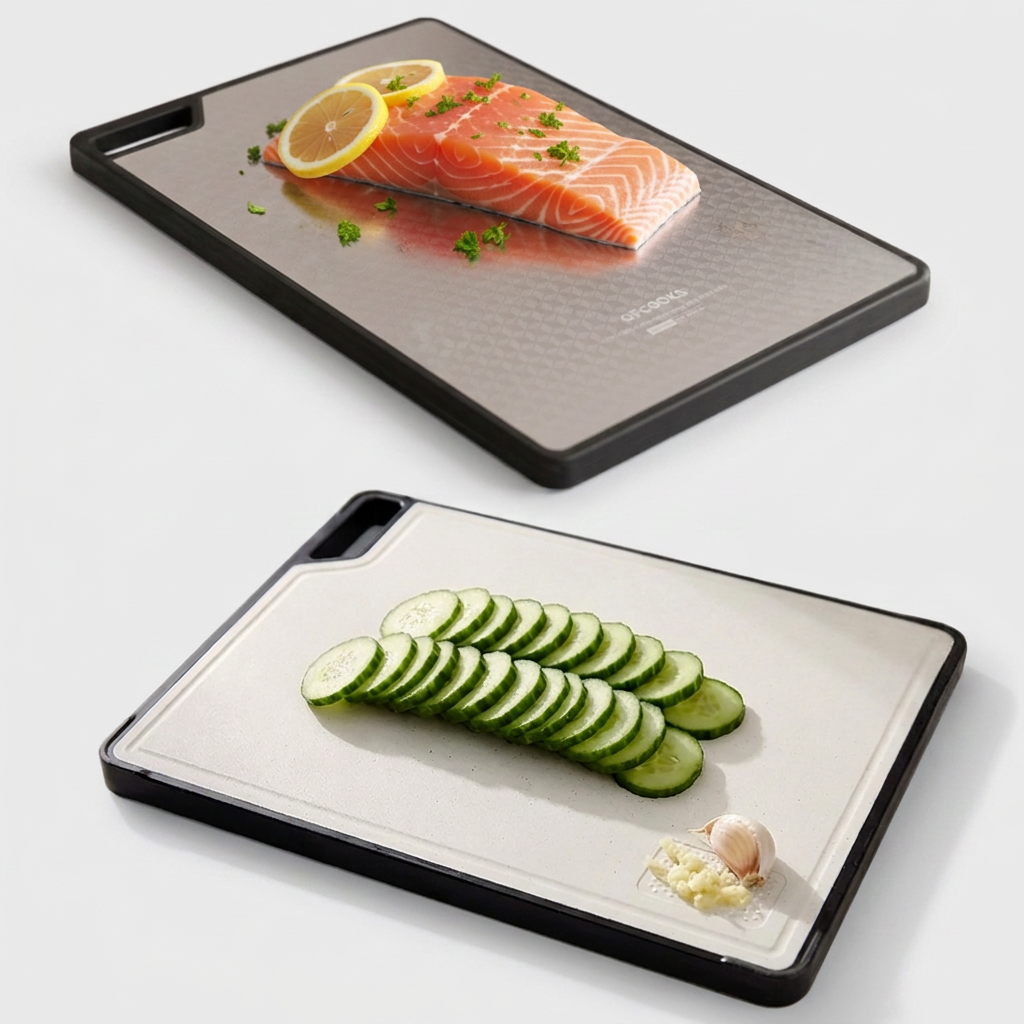 Thớt hai mặt thép không gỉ Of Cooks Refine 304, màu bạc, 365x260x20mm, 1
