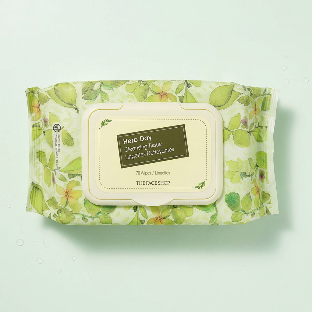 Khăn giấy tẩy trang The Face Shop Herb Day, 70 tờ, 3 miếng
