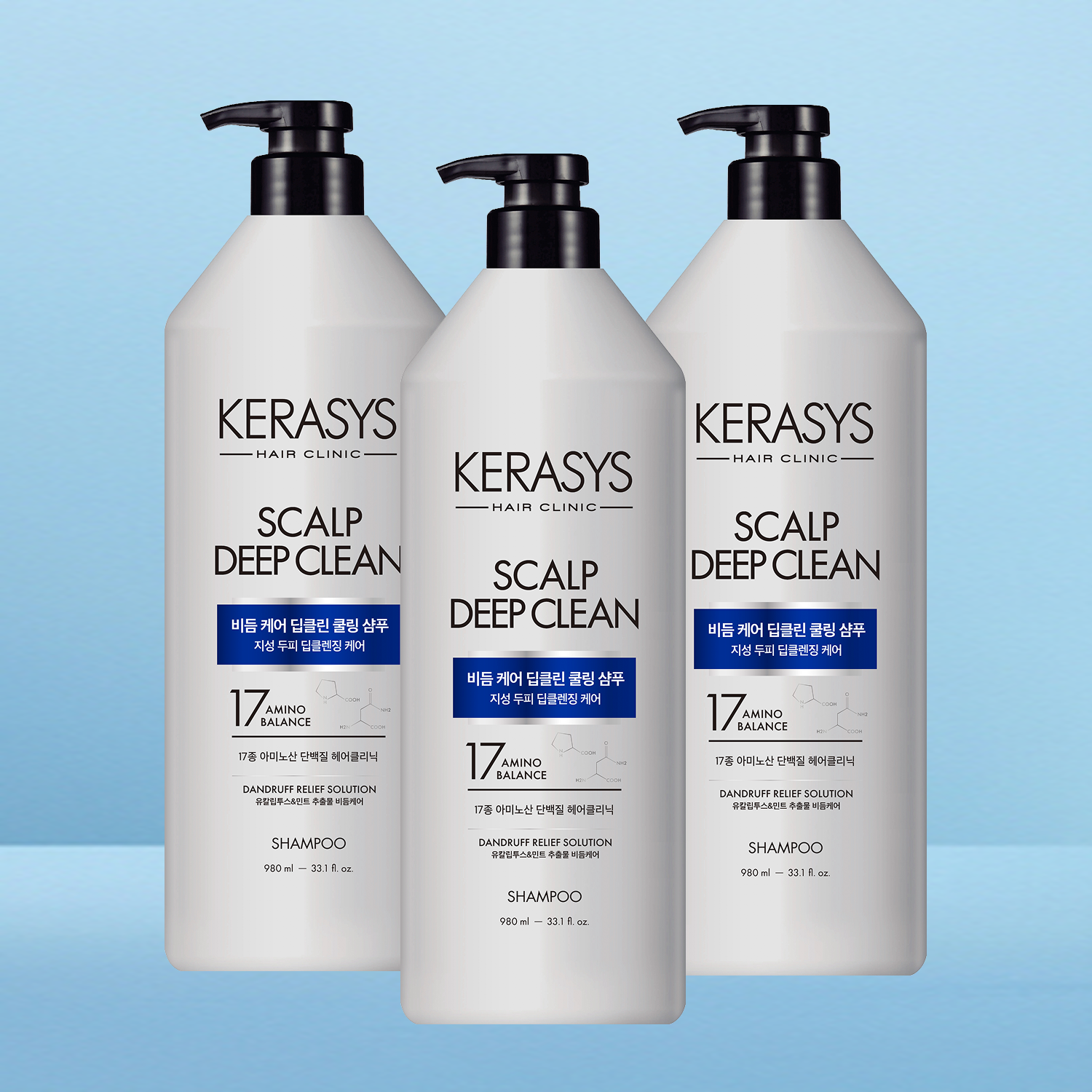 Dầu gội Kerasys Scalp Dandruff Care Deep Clean Cooling Protein, 980ml, 3 miếng