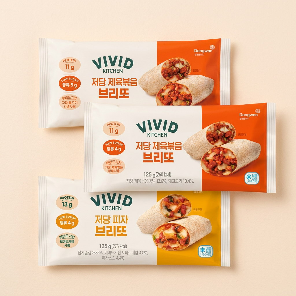 Bánh burrito ít đường Vivid Kitchen, 2 pizza + 2 miếng thịt heo + 2 miếng bulgogi, 1 set