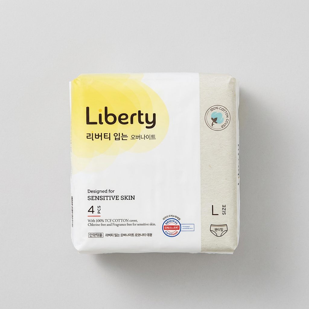 Băng vệ sinh bọc vải qua đêm Liberty Loại quần lót, lớn, 4 tờ, 5 gói